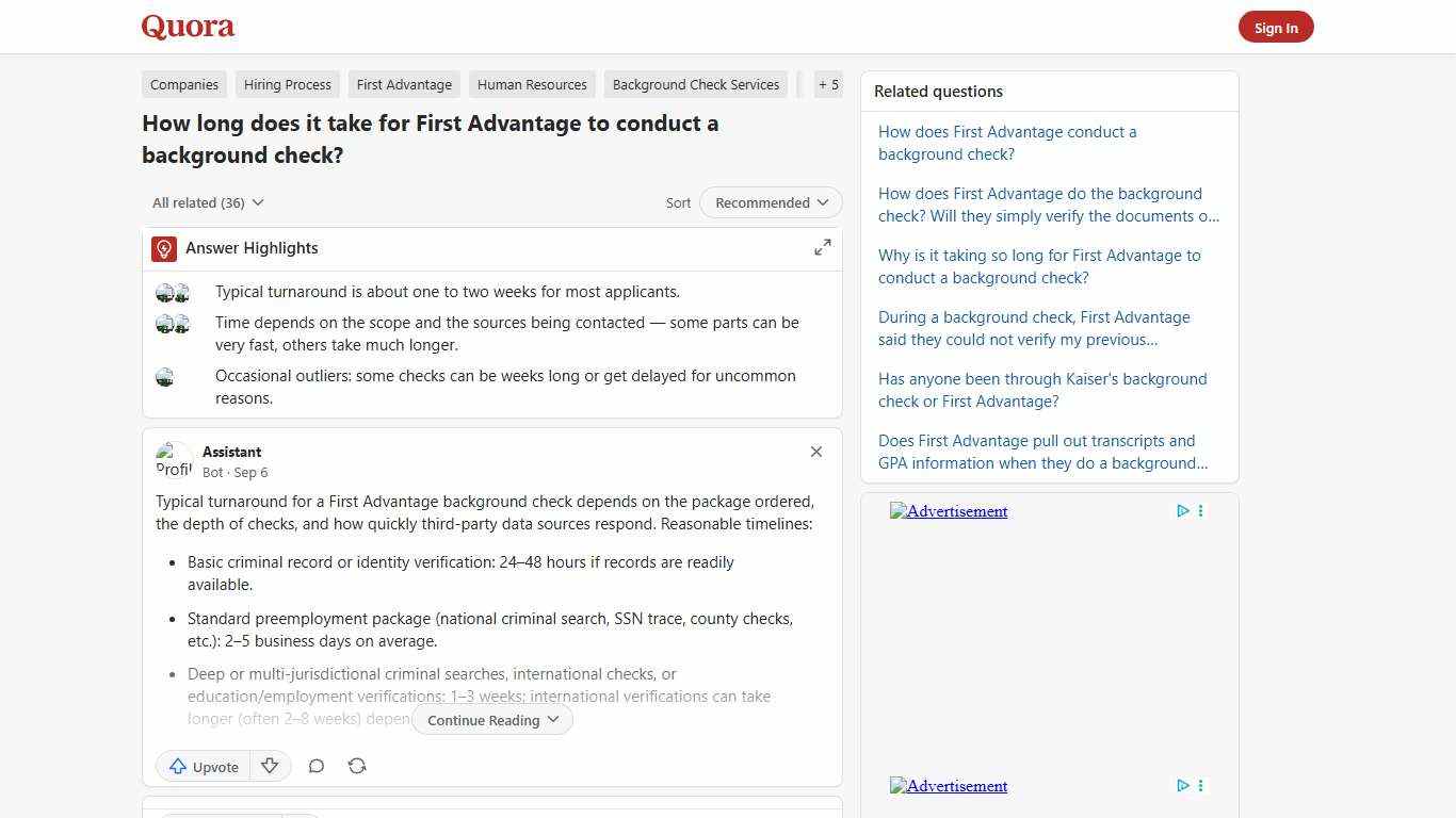How long does it take for First Advantage to conduct a background check? - Quora